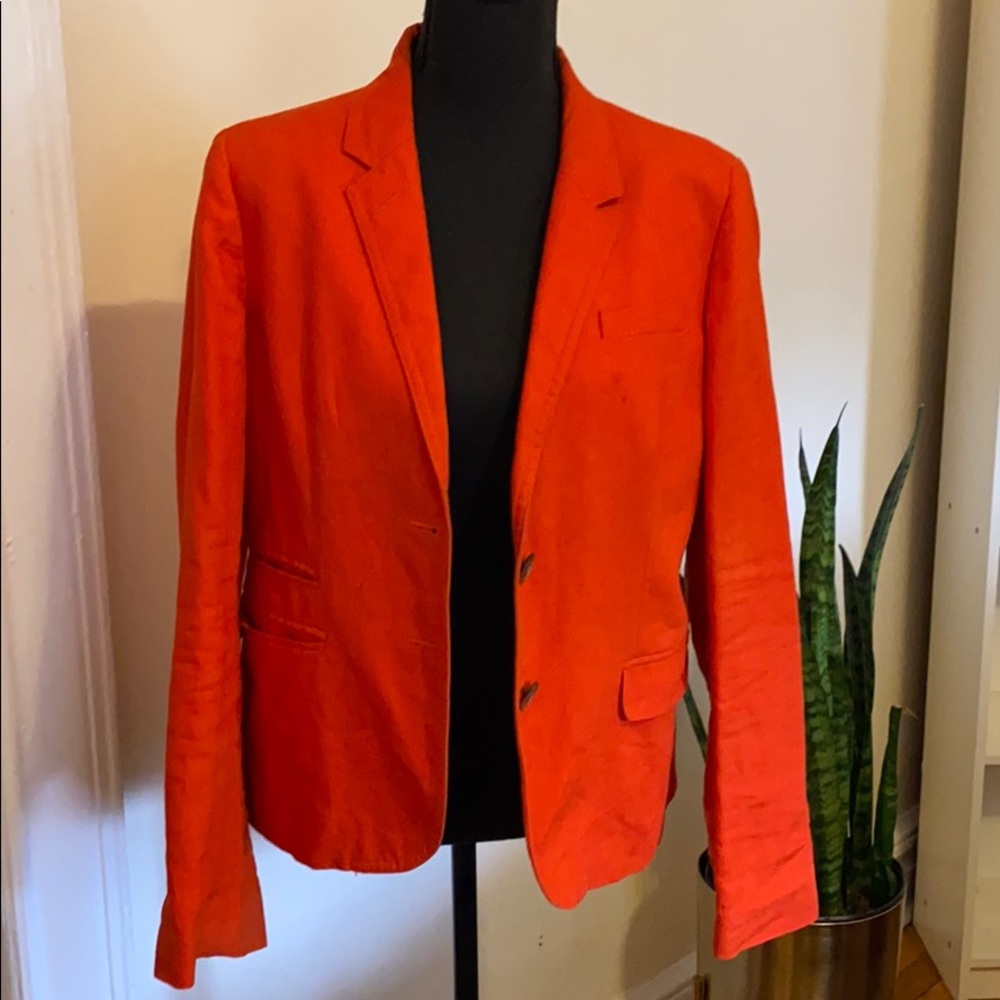 J Crew Schoolboy orange linen blazer